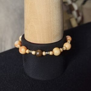 Orange & Brown Genuine Gemstone Beaded Bracelet